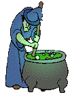 A witch stirring her cauldron