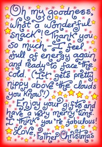 A note from Father Christmas to read on Christmas Eve saying thanks for the snack.