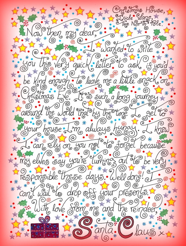 Free printable letter from Santa “Will you leave me a snack on Christmas Eve?”