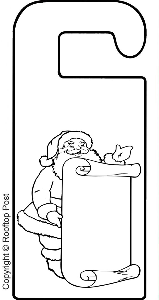 santa with blank scroll colouring door hanger  rooftop post