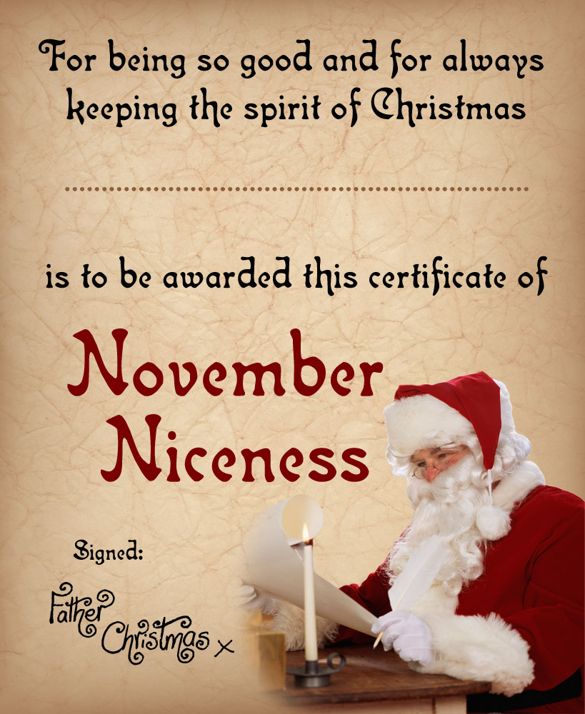 Certificate of November Niceness