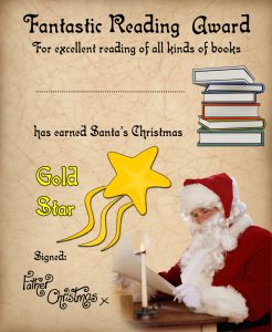 Award certificate for fantastic reading from Santa Claus