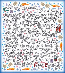 Free printable note from Father Christmas saying thanks for leaving a carrot and mince pie out on Christmas Eve