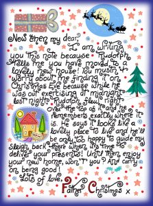 Santa note saying that he knows you've moved house