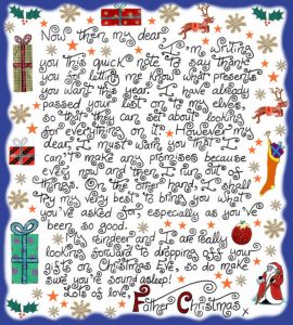 Printable note from Father Christmas saying thank you for a Christmas list