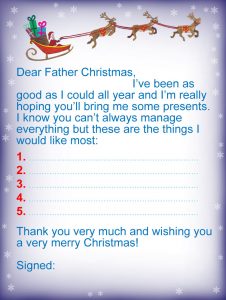 Free Printable letter to Father Christmas