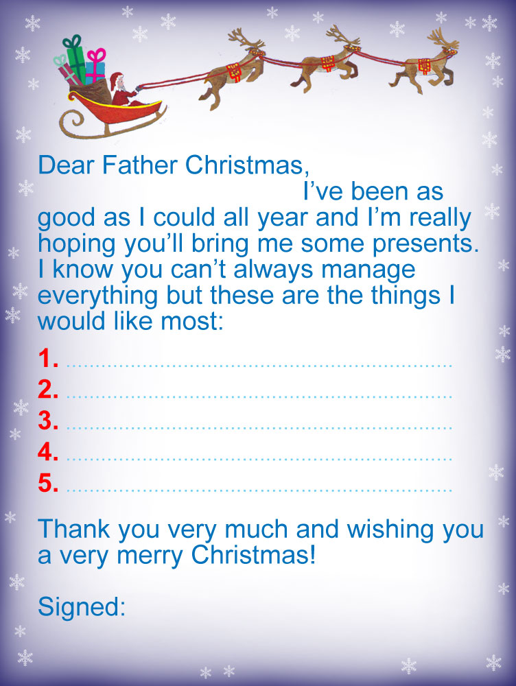 Letter To Father Christmas Presents I Would Like Most Rooftop Post 