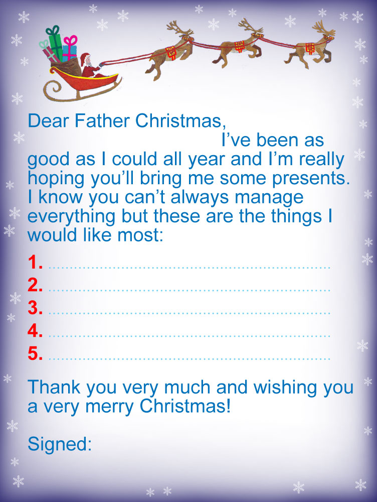 Letter To Father Christmas Presents I Would Like Most Rooftop Post