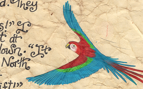 Pirate parrot from a Rooftop Post Father Christmas letter