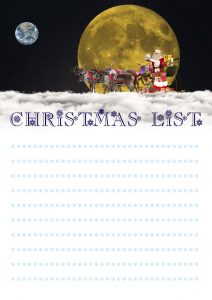 An attractive Christmas list to print and fill in