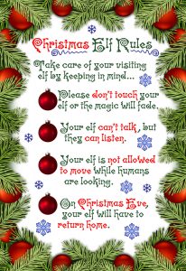Printable rules for a Christmas elf who is visiting your house, such as an Elf on the Shelf