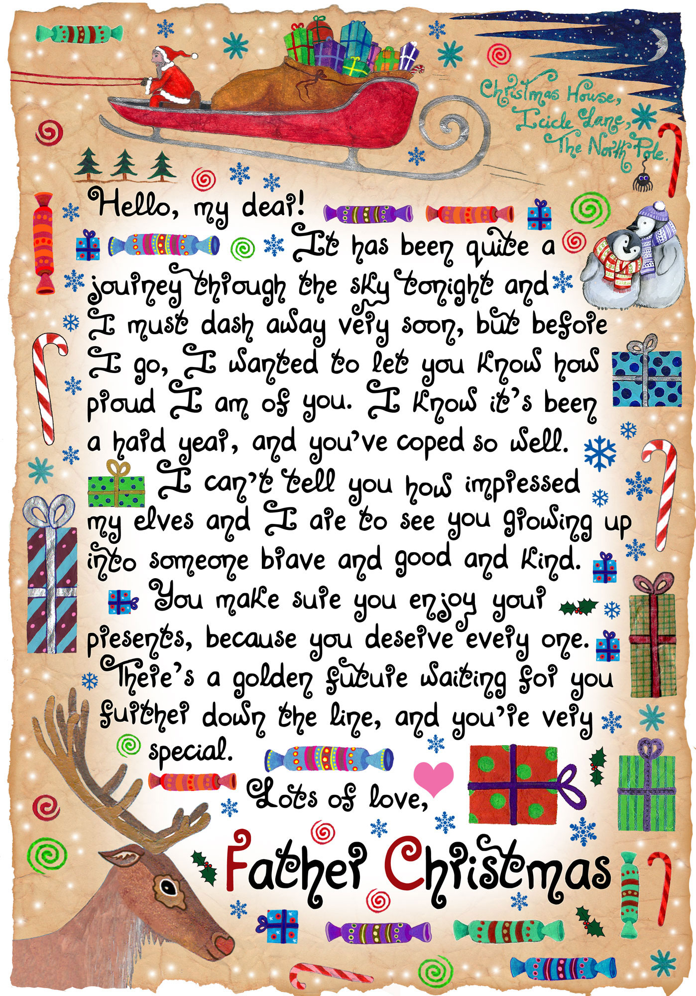 Printable letter from Santa to read on Christmas Morning, for a child who's had a difficult year.