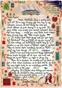 A printable Santa letter for autistic or neurodivergent children who enjoy decorating for Christmas, with cheerful illustrations and inclusive wording.